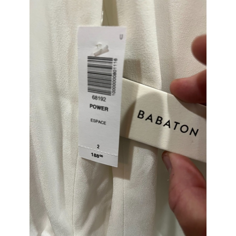 NWT Aritzia Babaton Power Blazer Shawl Collar White Jacket Ruched Sleeves Size 2 - Picture 3 of 5